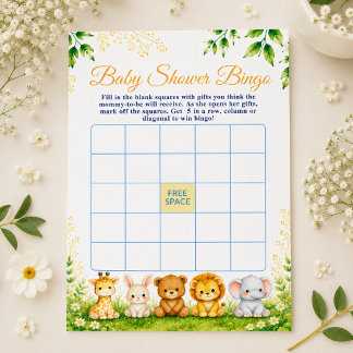 Papier Jeu de bingo bébé Animaux de la forêt à l'aquarell