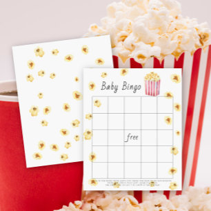 Papier Jeu de bingo bébé au popcorn aquarelle
