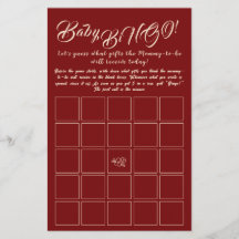 Jeu de bingo bébé élégant et bordeaux pour tous le