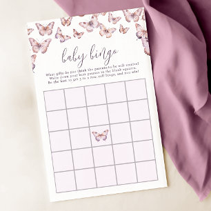 Papier Jeu de Bingo Bingo Bébé mou et papillon rose