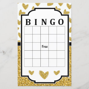 Papier Jeu de bingo coeur pailleté or