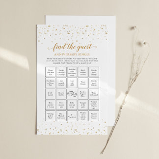 Papier Jeu de bingo d'anniversaire à confettis dorés - GA