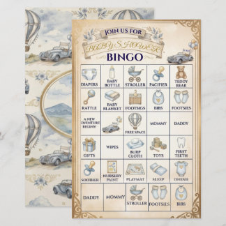Papier Jeu de Bingo de Baby Shower avec Montgolfière Vint