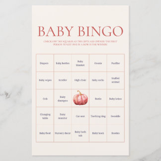 Papier Jeu de bingo de baby shower Citrouille Aquarelle R