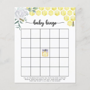 Papier Jeu de bingo de Baby shower d'abeilles