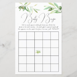 Papier Jeu de Bingo de Baby shower de branche d'olivier