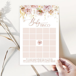 Papier Jeu de bingo de baby shower de jardin fleuri