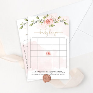 Papier Jeu de bingo de baby shower d'or floral