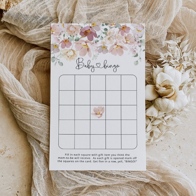 Papier Jeu de bingo de baby shower fleur sauvage (Créateur téléchargé)