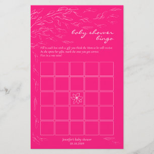 Papier Jeu de bingo de cadeaux bébé rose chaud