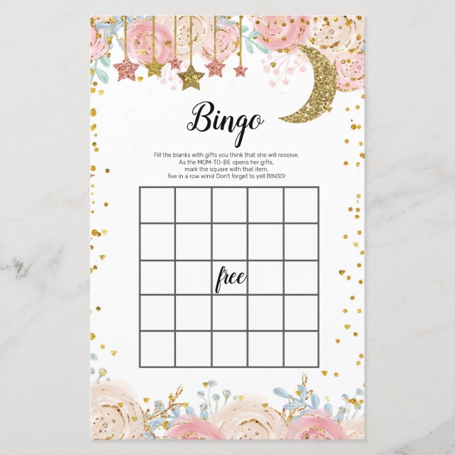 Papier Jeu de Bingo de couleur or scintillante (Devant)