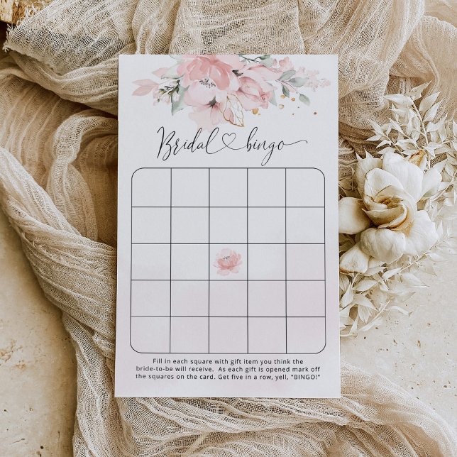Papier Jeu de bingo de douche à fleurs rose vif (Créateur téléchargé)