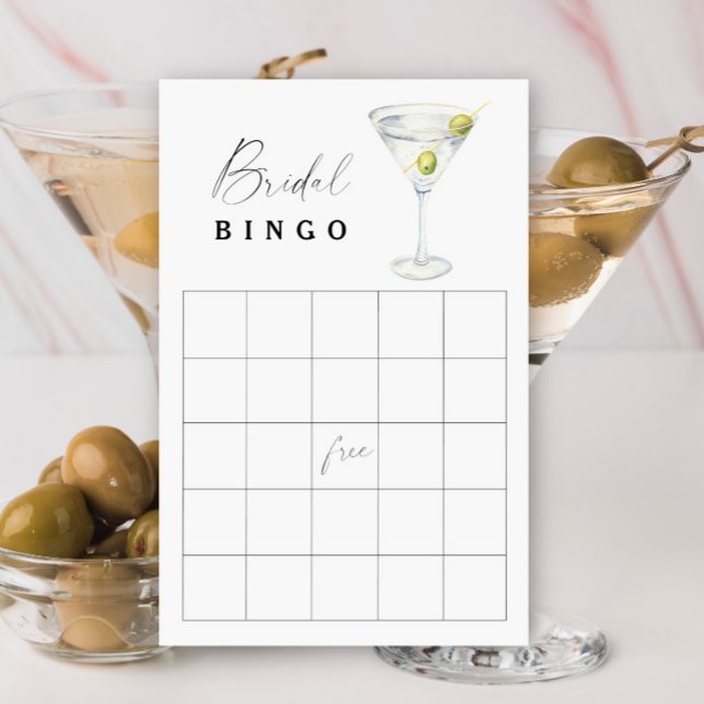 Papier Jeu de bingo de douche à martini nuptiale à sec (Créateur téléchargé)