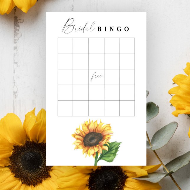 Papier Jeu de bingo de douche nuptiale de tournesol minim (Créateur téléchargé)