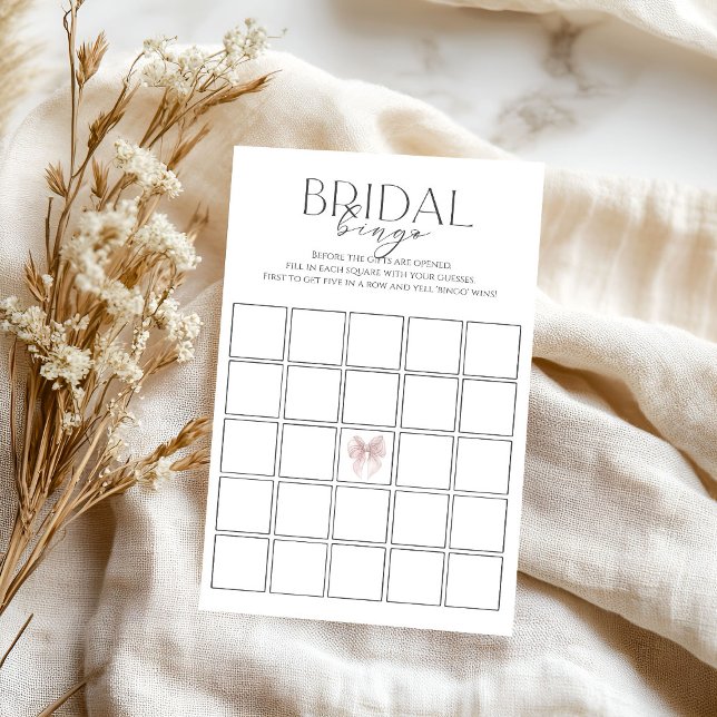 Papier Jeu de Bingo de Fête des mariées de Bow Rose (Créateur téléchargé)