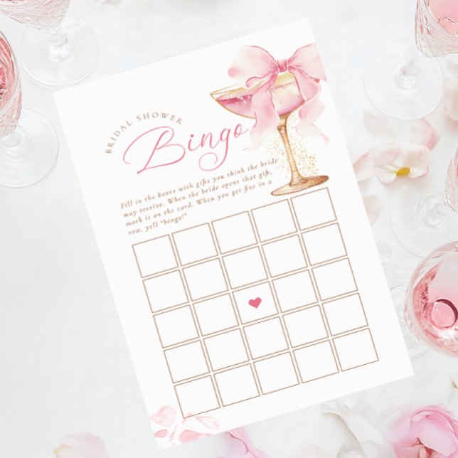 Papier Jeu de Bingo de Fête des mariées de Bow Rose (Créateur téléchargé)