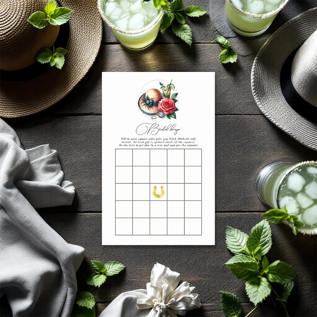 Papier Jeu De Bingo De Fête des mariées Inspiré Derby (Derby-Inspired Bridal Shower Bingo Game)