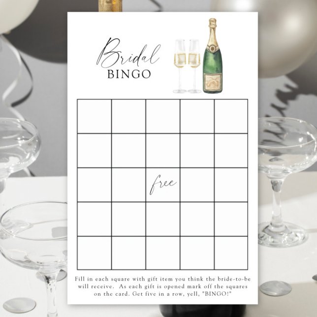 Papier Jeu de bingo de la douche nuptiale Champagne (Créateur téléchargé)