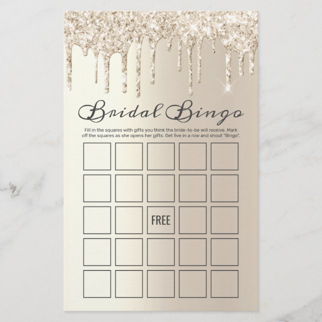 Papier Jeu de Bingo de Mariage Élégant avec Champagne qui (Devant)