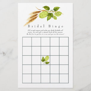 Papier Jeu de bingo de mariage géométrique or vert saules