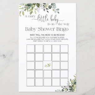 Papier Jeu de bingo élégant pour baby shower avec verdure
