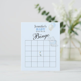 Papier Jeu de Bingo Eléphant Bleu Baby Shower