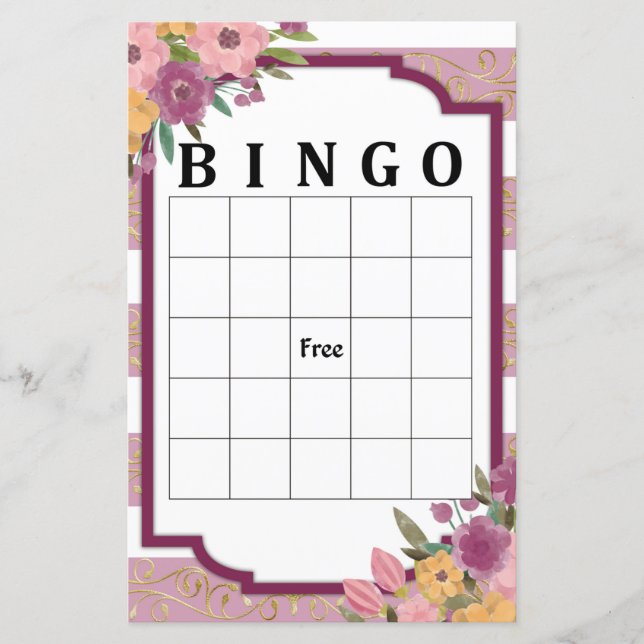 Papier Jeu de bingo en bande rose (Devant)
