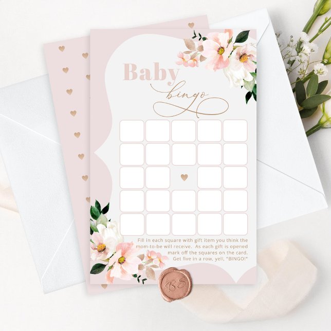 Papier Jeu de bingo floral floral élégant baby shower (Créateur téléchargé)