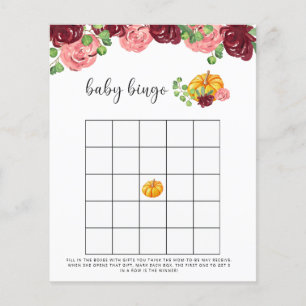 Papier Jeu de bingo pour baby shower automne citrouille