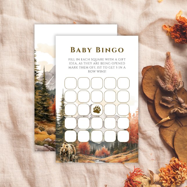 Papier Jeu de bingo pour Baby Shower Aventure Ours Rustiq (Créateur téléchargé)