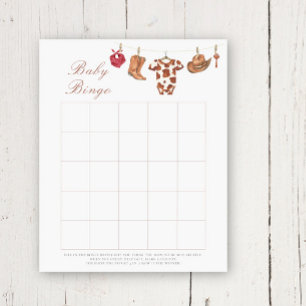 Papier Jeu de bingo pour baby shower Cowboy Baby