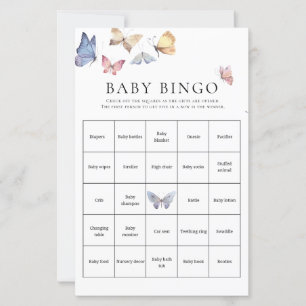 Papier Jeu de Bingo pour Baby Shower Fille Papillon