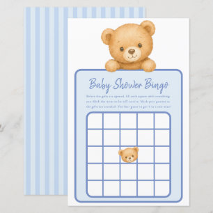 Papier Jeu de Bingo pour Baby-Shower Garçon Ourson Bleu