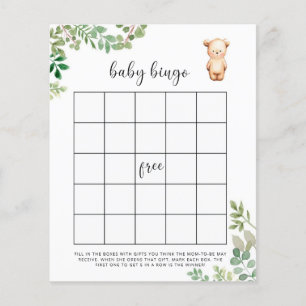 Papier Jeu de bingo pour baby shower ourson