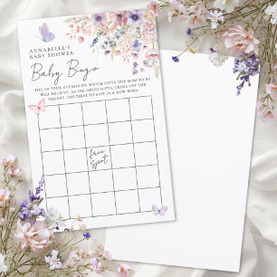 Papier Jeu de Bingo pour Baby Shower Papillon Fleur Sauva