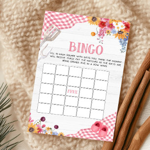Papier Jeu de Bingo pour Baby Shower Pink Barbeque