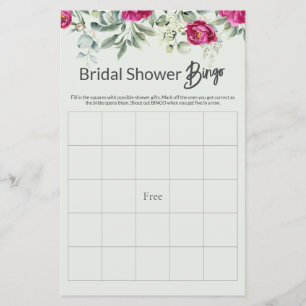 Papier Jeu de BINGO pour Baby Shower Rose Floral