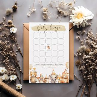 Papier Jeu de bingo pour baby shower sur le thème des ani