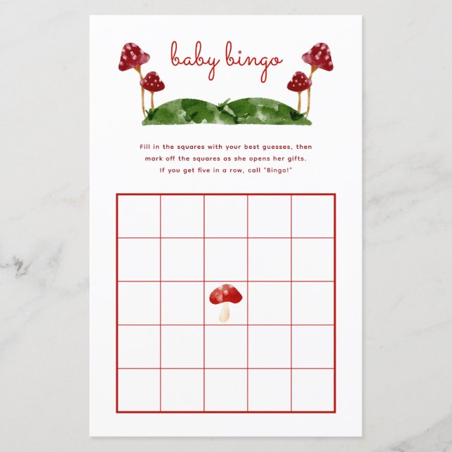 Papier Jeu de Bingo pour Baby Shower sur le thème du Bois (Devant)