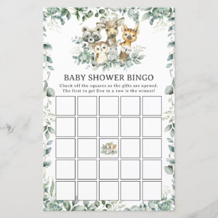 Papier Jeu de bingo pour Baby Shower sur les animaux de l
