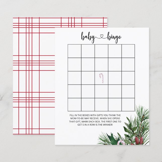 Papier Jeu de bingo pour bébé d'hiver à feuillage persist (Devant / Derrière)