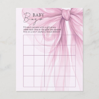 Papier Jeu de Bingo pour Bébé Fille avec Ruban Rose Pâle