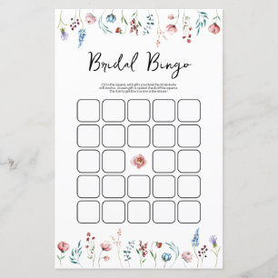 Papier Jeu de bingo pour la douche de la mariée aux fleur