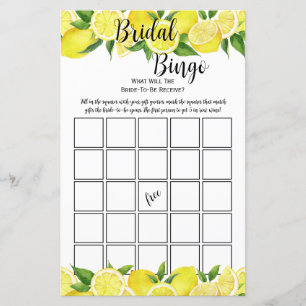 Papier Jeu de Bingo pour une Fête de Fiançailles Citronné