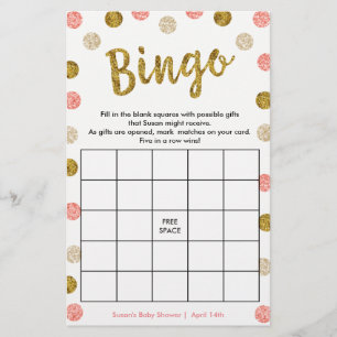 Papier Jeu de Bingo-Purse, 2 faces Gold & Pink Card