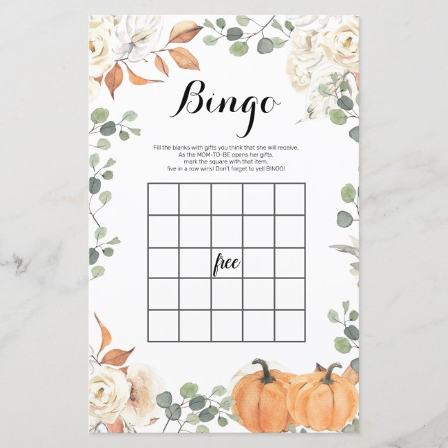 Papier Jeu de Bingo Russe citrouille aquarelle (Devant)