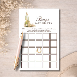 Papier Jeu de Bingo Simple pour Baby Shower Western