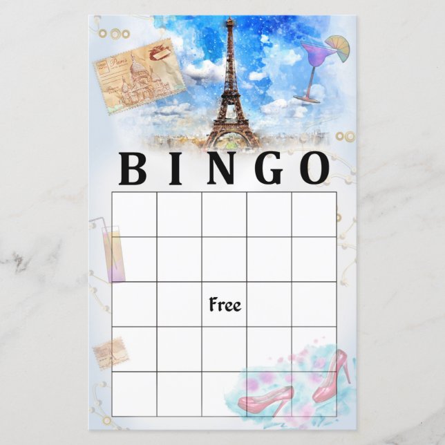 Papier Jeu de bingo tour Eiffel (Devant)