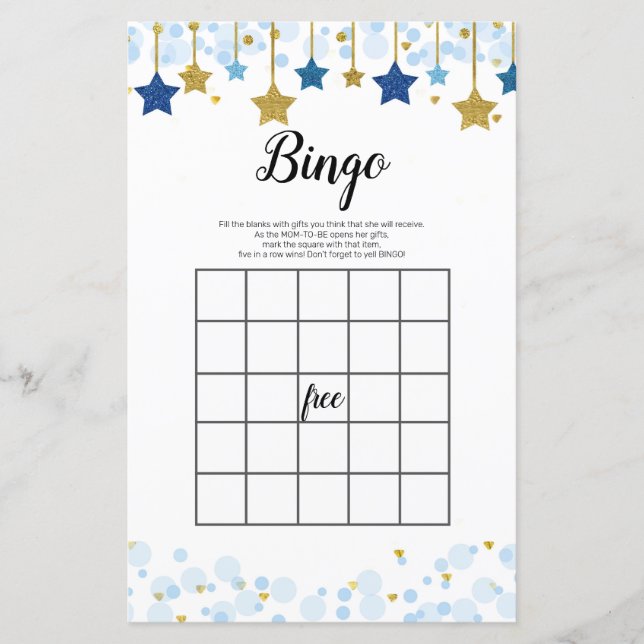Papier Jeu de bingo Twinkle Twinkle Watercolor (Devant)