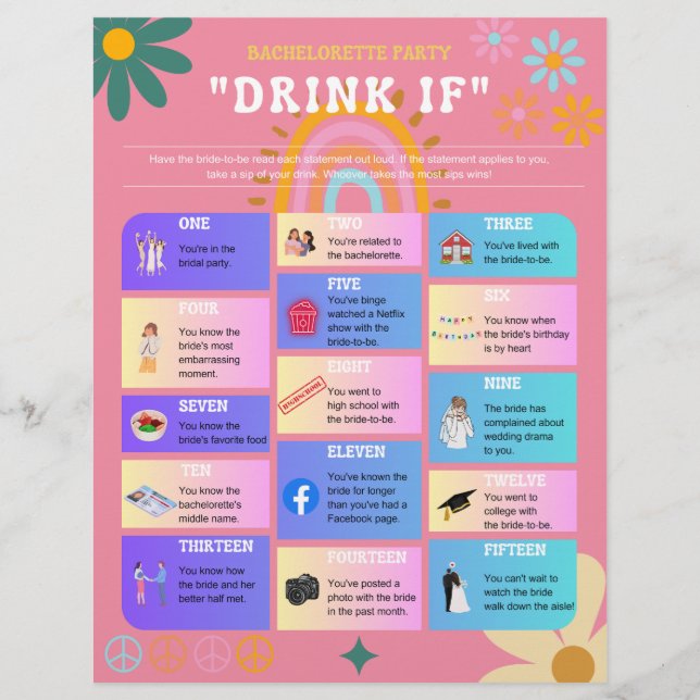 Papier Jeu de boisson pour enterrement de vie de jeune fi (Devant)